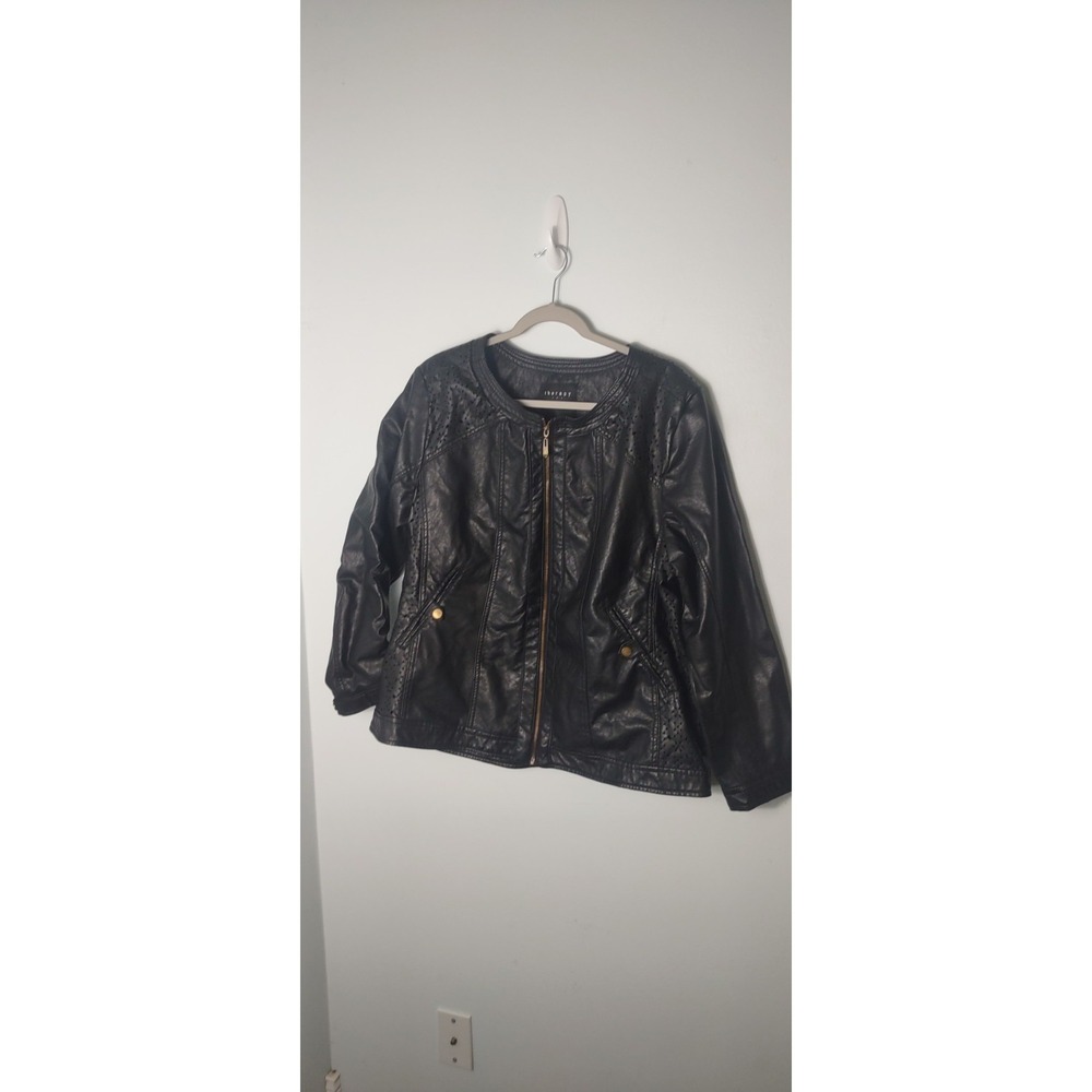 Women's 2x Black Bomber Jacket Eyelet Cutout Details Zip Timeless With A Twist